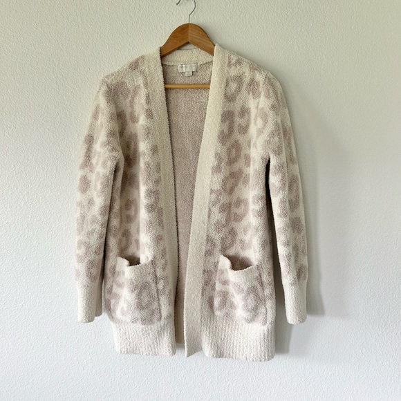 Barefoot Dreams CozyChic Leopard Cardigan in Cream / Stone - Picture 2 of 6
